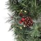 24&#x22; Pre-Lit Glistening Pine Wreath with Pinecones, Berries &#x26; Twigs, Warm White LED Lights